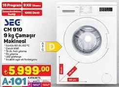 SEG 9 KG ÇAMAŞIR MAKİNESİ SEG 9 KG ÇAMAŞIR MAKİNESİ